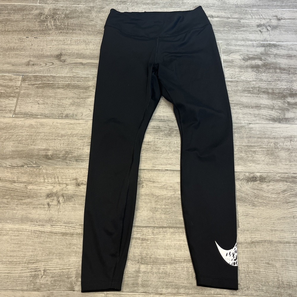 Nike Dri-FIT Black Leggings Pull On Stretch Logo Gym Women's Size Medium